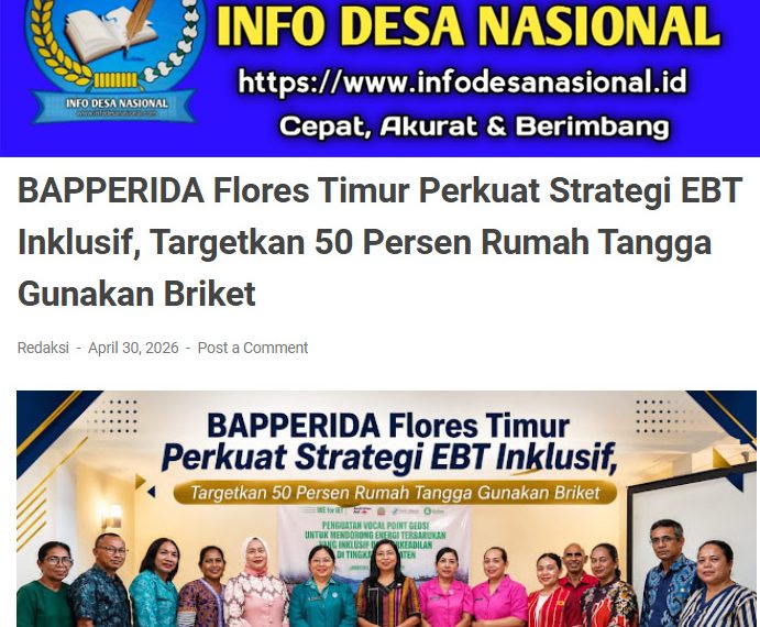 BAPPERIDA Flores Timur Perkuat Strategi EBT Inklusif, Targetkan 50 Persen Rumah Tangga Gunakan Briket